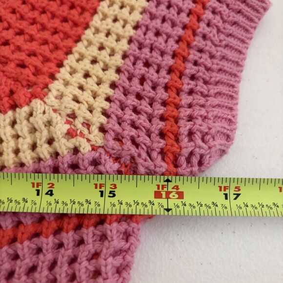 Full Tilt Sweater Women's Small Striped Crochet Knit Cropped Square Neck Top - Picture 7 of 7